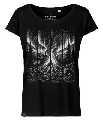 Koszulka damska oversize VOYOVNIK "Fireside Escape (mono)" - czarna