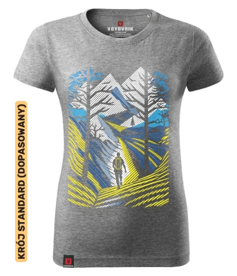 Koszulka damska standard VOYOVNIK "Outdoor Adventure (V2)" - szary melanż