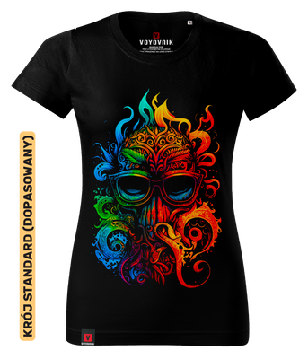 Koszulka damska standard VOYOVNIK "Colorblast Octopus" - czarna