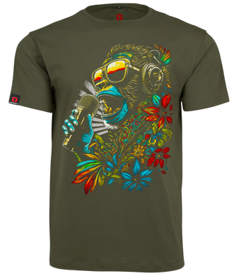 Koszulka męska VOYOVNIK "Melodic Monkey" - olive, rozmiar L [OUTLET]