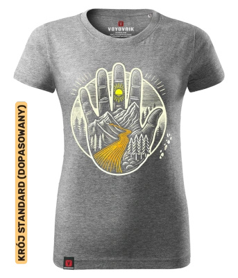 Koszulka damska standard VOYOVNIK "Hand of Trails" - szary melanż