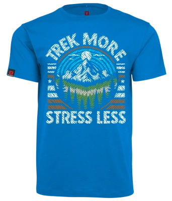 Koszulka męska VOYOVNIK "Trek More, Stress Less (V2)" - niebieska