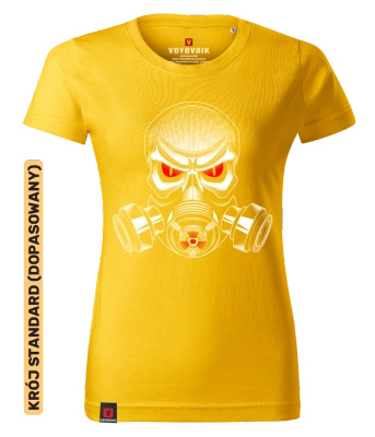 Koszulka damska standard VOYOVNIK "Skull Gas Mask" - żółta