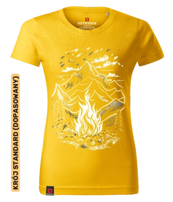 Koszulka damska standard VOYOVNIK "Magic Campfire White" - żółta