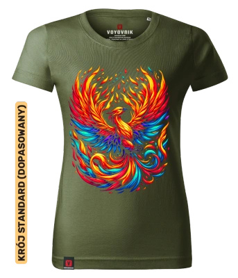 Koszulka damska standard VOYOVNIK "Rising Phoenix" - khaki
