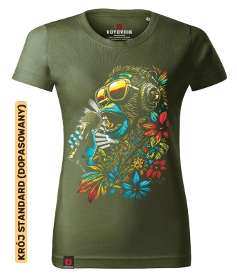 Koszulka damska standard VOYOVNIK "Melodic Monkey" - khaki