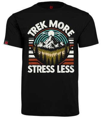 Koszulka męska VOYOVNIK "Trek More, Stress Less" - czarna [OUTLET]