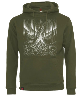 Bluza męska z kapturem VOYOVNIK "Fireside Escape (mono)" - olive