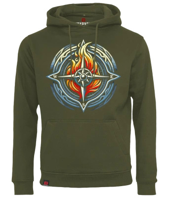 Bluza męska z kapturem VOYOVNIK "Fire Compass" - olive