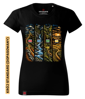 Koszulka damska standard VOYOVNIK "Trail Chapters" - czarna