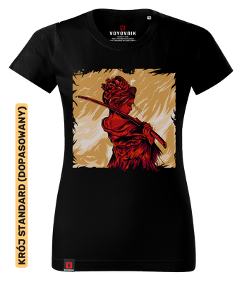 Koszulka damska standard VOYOVNIK "Samurai on Fire" - czarna