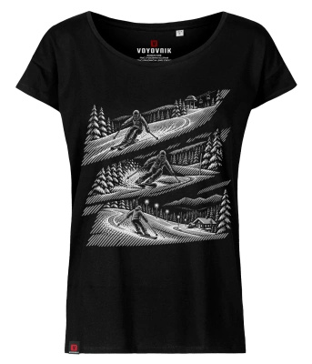 Koszulka damska oversize VOYOVNIK "Winter Journey (mono)" - czarna