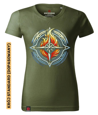 Koszulka damska standard VOYOVNIK "Fire Compass" - khaki