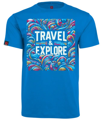 Koszulka męska VOYOVNIK "Travel & Explore" - niebieska