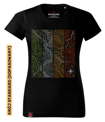 Koszulka damska standard VOYOVNIK "Contour Quest" - czarna