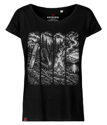 Koszulka damska oversize VOYOVNIK "Camp Ritual (mono)" - czarna