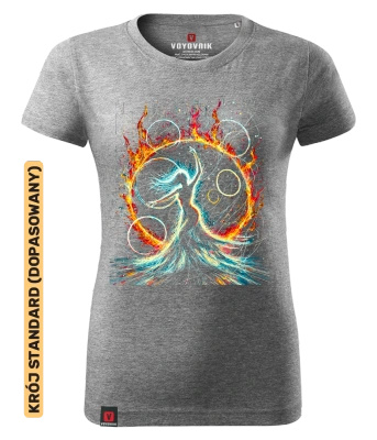 Koszulka damska standard VOYOVNIK "Hoop Dancer" - szary melanż