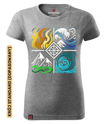 Koszulka damska standard VOYOVNIK "Four Elements" - szary melanż