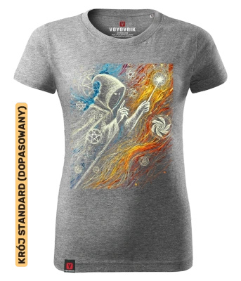 Koszulka damska standard VOYOVNIK "Whispering Wizard" - szary melanż