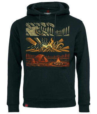 Bluza męska z kapturem VOYOVNIK "Campcraft Stories" - czarna