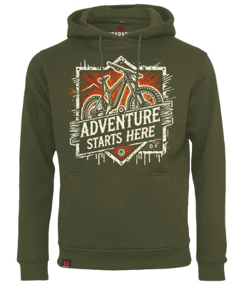 Bluza męska z kapturem VOYOVNIK "Adventure Starts Here" - olive