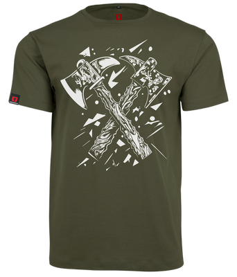 Koszulka męska VOYOVNIK "Crossed Axes White" - olive