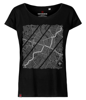 Koszulka damska oversize VOYOVNIK "Urban Wayfinder (mono)" - czarna
