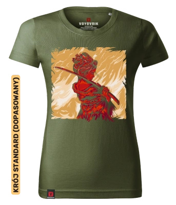 Koszulka damska standard VOYOVNIK "Samurai on Fire" - khaki