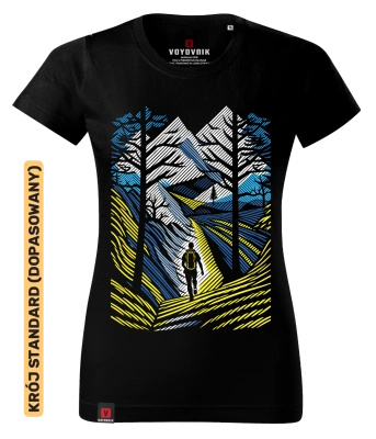 Koszulka damska standard VOYOVNIK "Outdoor Adventure (V2)" - czarna