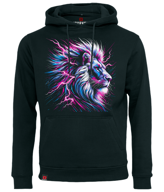 Bluza męska z kapturem VOYOVNIK "Neon Lion" - czarna