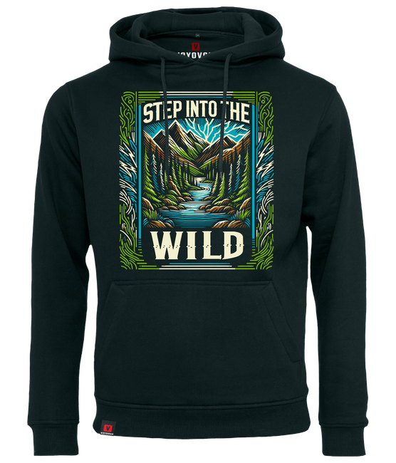 Bluza męska z kapturem VOYOVNIK "Step Into The Wild" - czarna