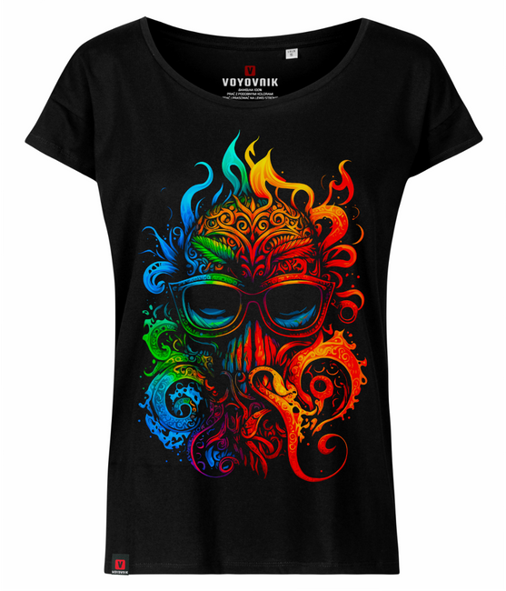 Koszulka damska oversize VOYOVNIK "Colorblast Octopus" - czarna