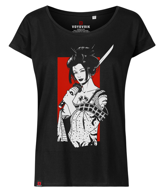 Koszulka damska oversize VOYOVNIK "Geisha Sword Master" - czarna