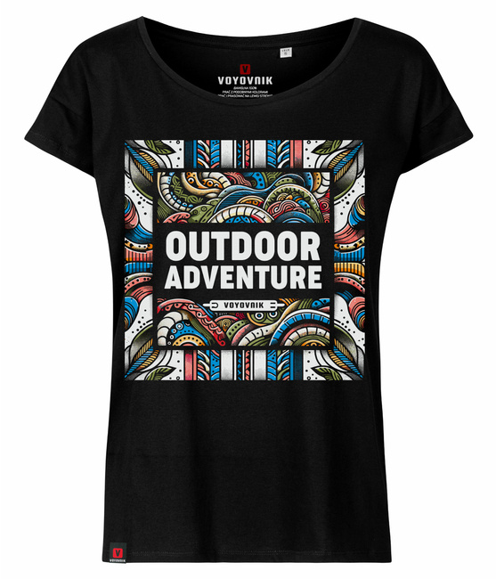 Koszulka damska oversize VOYOVNIK "Outdoor Adventure" - czarna