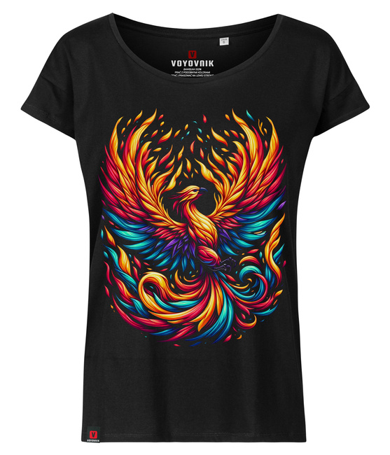 Koszulka damska oversize VOYOVNIK "Rising Phoenix" - czarna