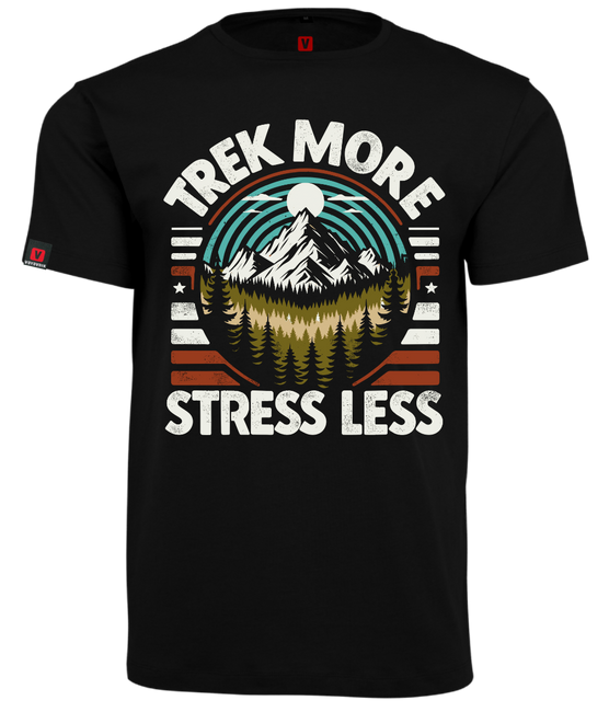 Koszulka męska VOYOVNIK "Trek More, Stress Less" - czarna